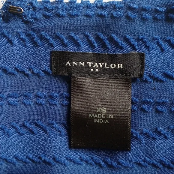 Ann Taylor Textured Semi-Sheer Mini Dress XS Blue Striped Lined  50off3 - Picture 3 of 7